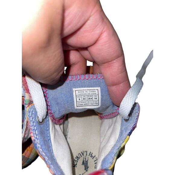 Polo Ralph Lauren Big Kid Plaid Bal Harbour Hi Multi Pony 91034 Sneaker Size 9 - Picture 7 of 9